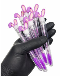 Individually packaged eyelash brush - bunny PURPLE, 1 pc in a tube