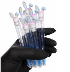 Individually packaged eyelash brush - BLUE bunny, 1 pc per tube