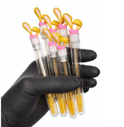 Eyelash brush in individual packaging - bunny YELLOW, 1 pc in a tube