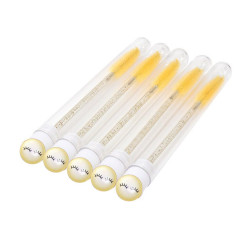Eyelash brush in individual packaging - EYELASHES - yellow, 1 pc in a tube