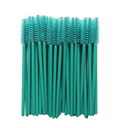 Brushes for eyebrows and eyelashes, fleecy / plain - turquoise / 50 pcs per pack