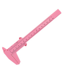 Plastic eyebrow caliper with plastic rod / pink, 150 mm