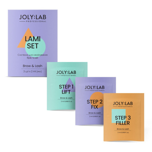 System do laminacji brwi i rzęs JOLY:LAB / Lami Set (3 szt. x 2 ml w SACHE)