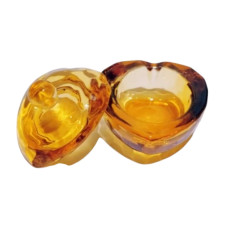 Glass cup with a lid / bronze heart