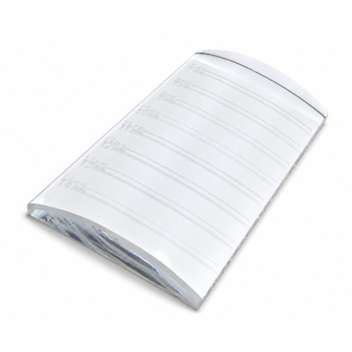 Glass palette for eyelash extensions, curved with markings from 7 to 14 mm