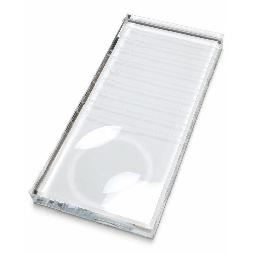 Glass palette for eyelash extensions, rectangular with markings from 7 to 15 mm.