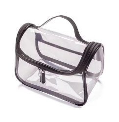 Large PVC Cosmetic Bag - Transparent with Black