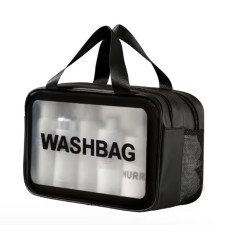 Washbag Cosmetic Bag - Black Rectangular