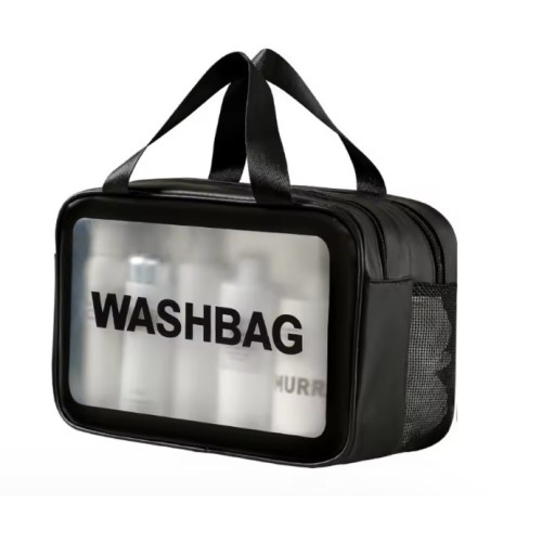Сумка-косметичка з написом Washbag - чорна прямокутна