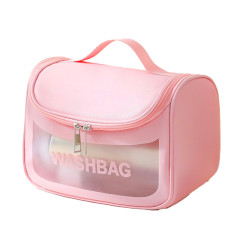 Washbag with slogan / pink