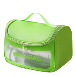 Cosmetic bag with the inscription Washbag - light green