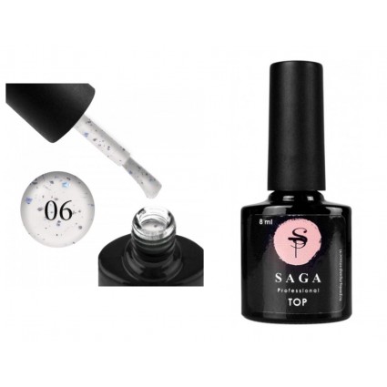 Top for gel polish without a sticky layer Saga Professional TOP Geometry No. 06, 8 ml
