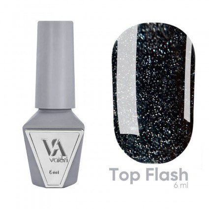 VALERI reflective no-wipe gel polish top coat - Top Flash, 6 ml