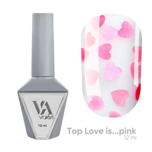 Top coat for gel polish VALERI - Top - Love is - PINK, 12 ml