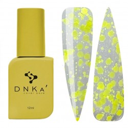 Топ прозрачный с неоново желтыми хлопьями без липкого слоя DNKa / Top Sorbet, 12 мл