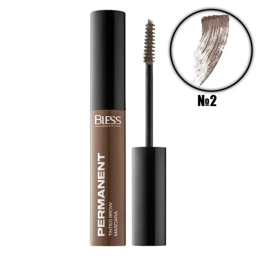 Туш для брів Bless Beauty - Permanent Tinted Brow Mascara - №2 (Medium Brown), 8 мл