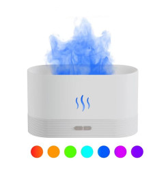 Air humidifier aroma diffuser with light on USB / Fireplace (flame effect) / white