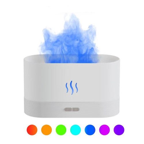 Air humidifier aroma diffuser with light on USB / Fireplace (flame effect) / white