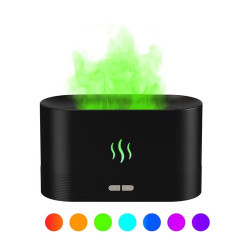 Air humidifier aroma diffuser with light on USB / Fireplace (flame effect) / black