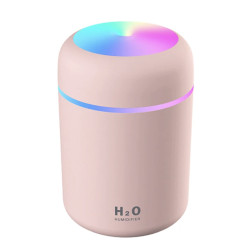 Mini humidifier with H2O light 300 ml / pink