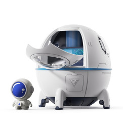 Air humidifier-night light astronaut in a rocket with backlight on USB / white