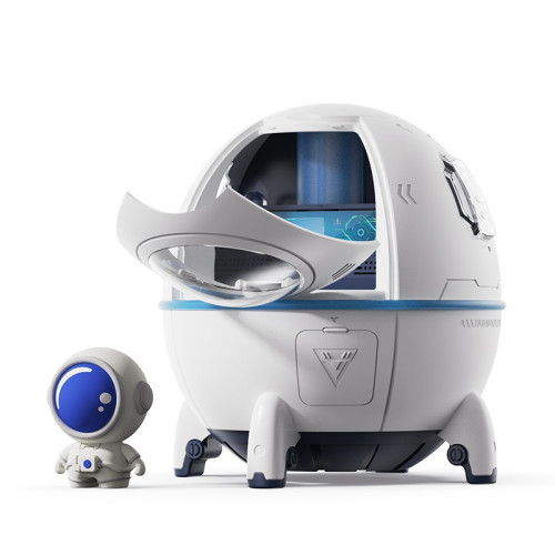 Air humidifier-night light astronaut in a rocket with backlight on USB / white