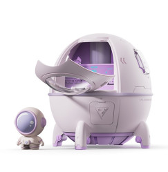 Air humidifier-night light astronaut in a rocket with backlight on USB / purple