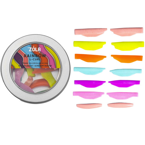 Набір валиків для ламінування вій ZOLA / Rainbow L-Curl (2S, 2.5M, 3L, 4XL, 4.5XLL)