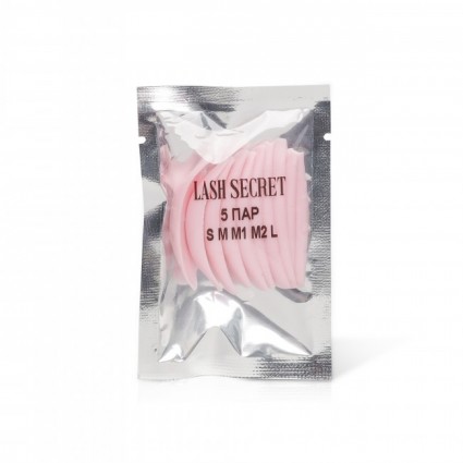 Валики для завивки вій LASH SECRET рожеві / набір 5 пар (S, M, L, M1, M2) У ПАКЕТІ