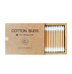 Cotton Buds Bamboo Cotton Swabs, 200 pcs. Cardboard Square Pack - White