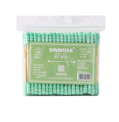 Bamboo cotton buds Sinwuas, 100 pcs/bag / green