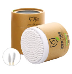Sinwuas Bamboo Cotton Swabs, 200 pcs., cardboard packaging - white (regular + sharp) - DISCOUNT