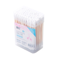 Bamboo cotton swabs in a plastic tube - rectangular packaging, 200 pcs.