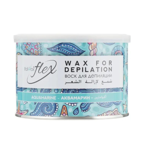 Віск теплий в банці для депіляції ItalWax FLEX / Аквамарин (Aquamarine), 400 мл