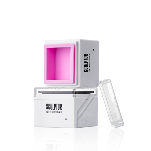 Professional wax melter Sculptor / MINI WAX WARMER (square mini) - pink bowl