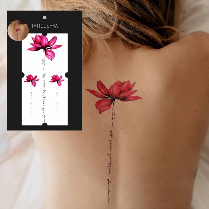 Temporary tattoo Tattooshka "Colored lotuses" / QC-656