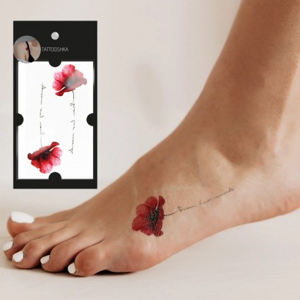 Temporary Tattoo TATTOOSHKA "Red poppies" / RC-129