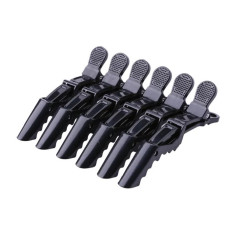 Crocodile hair clip / black plain, 1 piece